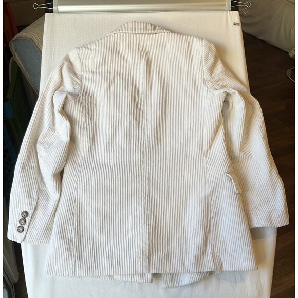 H&M Women Blazer US 2 White Striped Corduroy Double Breasted Button Long Sleeve - Picture 10 of 10